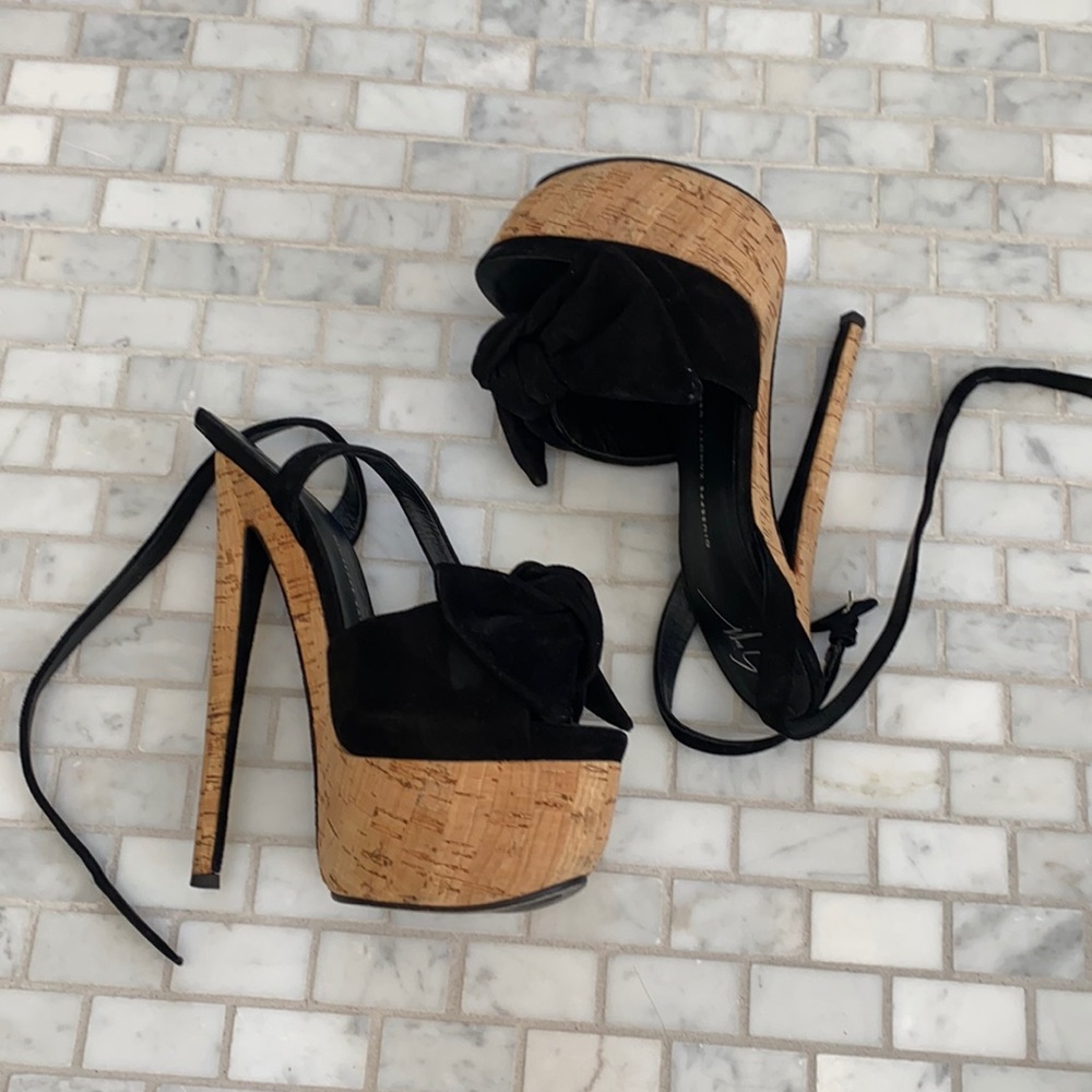 Zanotti suede platform with cork heel size 37.5.  These are really high heels.